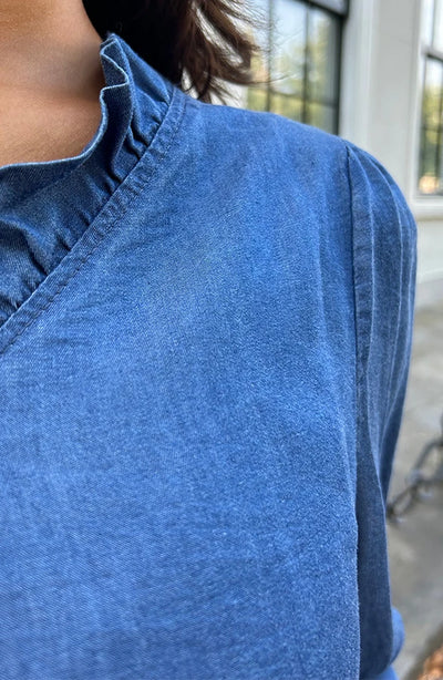 YunaWear | Elina Ruffle Denim Blouse