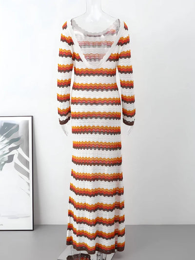 YunaWear | Gebreide Maxi Streepjurk