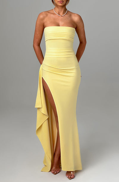 YunaWear | Elegante Lemon Maxi-Jurk
