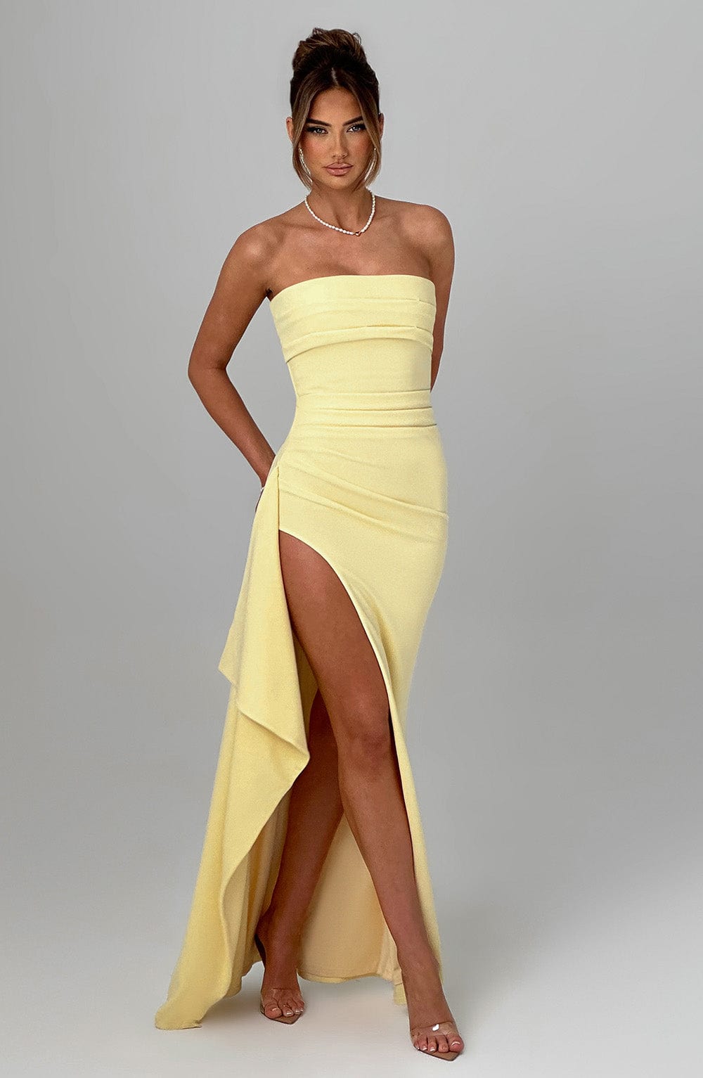 YunaWear | Elegante Lemon Maxi-Jurk